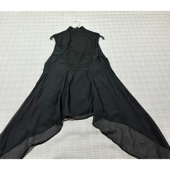 Eileen Fisher Vest Medium Sleeveless Shark Bite Hem‎ Zip Up Whimsy Flowy Top - Picture 6 of 10